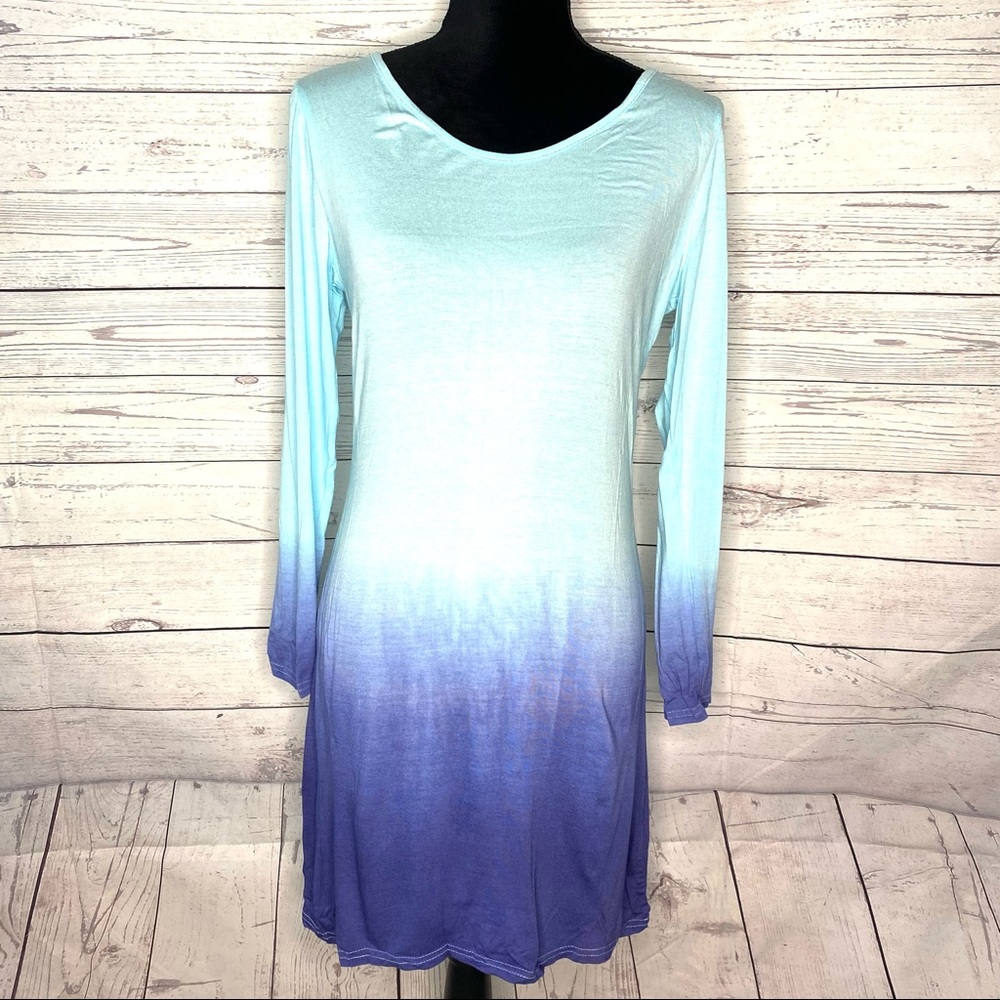 Oasap Chic Gradient Ramp LS Trapeze Dress - Picture 2 of 5